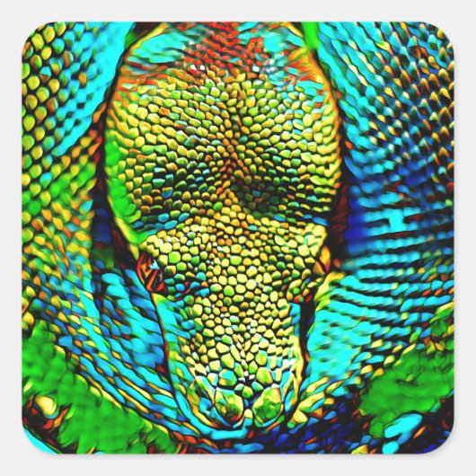 Sticker Carré Serpent arc-en-ciel (Devant)