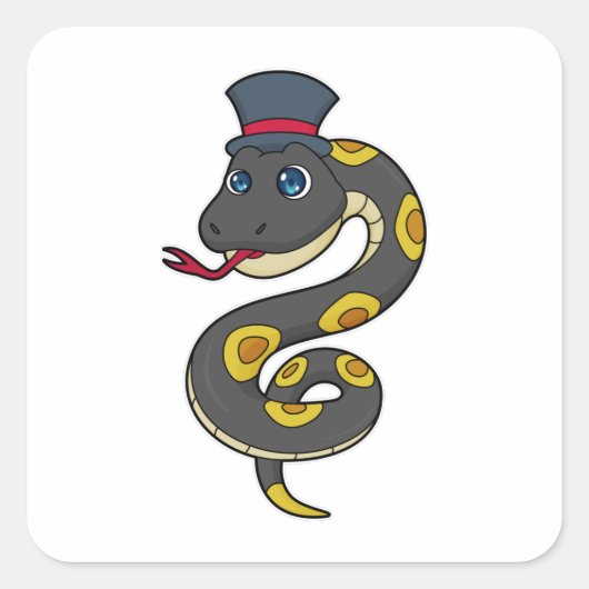 Sticker Carré Serpent avec Casquette (Devant)