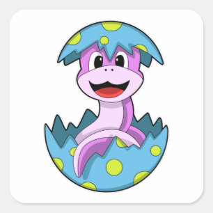 Sticker Carré Serpent avec coquille d'oeuf