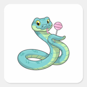 Sticker Carré Serpent avec Lollipop