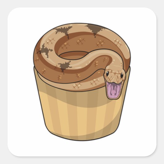 Sticker Carré Serpent avec muffin (Devant)