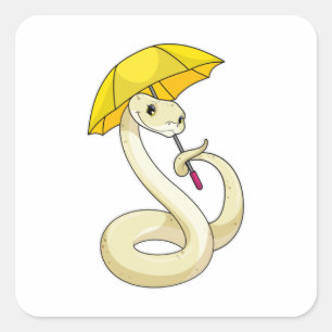 Sticker Carré Serpent avec parapluie