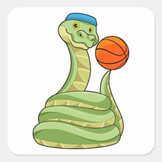 Sticker Carré Serpent de basketball (Devant)