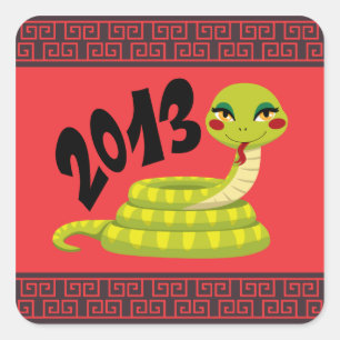 Sticker Carré Serpent du Nouvel An
