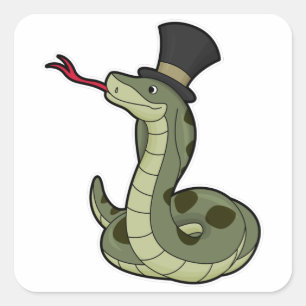 Sticker Carré Serpent en Gentleman & Casquette