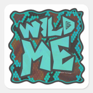 Sticker Carré Serpent Wild Me Impression Brown et Turquoise