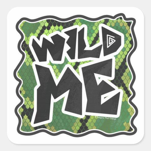 Sticker Carré Serpent Wild Me noir et vert impression (Devant)