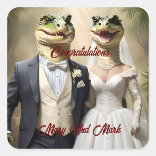 Sticker Carré "Serrer l'amour : une affaire Mariage crocodilienn