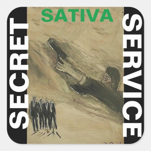 STICKER CARRÉ SERVICE SECRET SATIVA (Devant)