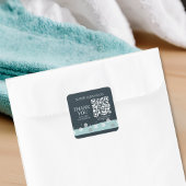 Sticker Carré Services minimaux de nettoyage moderne en bleu fon