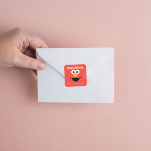 Sticker Carré Sesame Street Elmo   Un cadeau de - Anniversaire