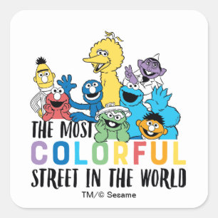 Sticker Carré Sesame Street   La rue la plus colorée