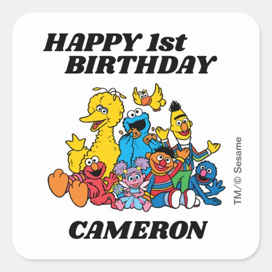 Sticker Carré Sesame Street Pals 1er anniversaire (Devant)