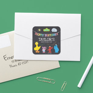 Sticker Carré Sesame Street Pals Chalkboard Arc-en-ciel Annivers