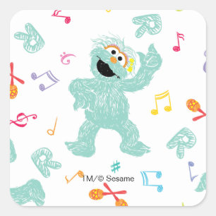 Sticker Carré Sesame Street Rosita modèle gribouillis musical