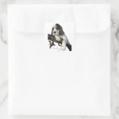 Sticker Carré Setter anglais, mignon chiot (Sac)