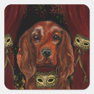 Sticker Carré Setter Rouge Irlandais Carte Postale