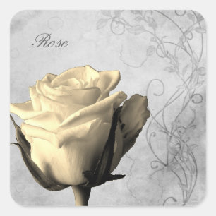 Sticker Carré Shabby à Rose vintage