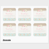 Sticker Carré Shabby Chic Rose & Mint (Feuille)