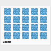 Sticker Carré Shades of Blue 'Watery' Mosaic Tiles Pattern (Feuille)