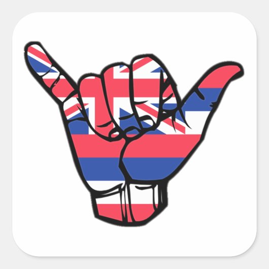 Sticker Carré Shaka Hawaii (Devant)