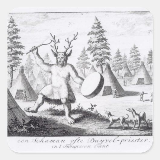 Sticker Carré Shaman d'origine américaine (Devant)
