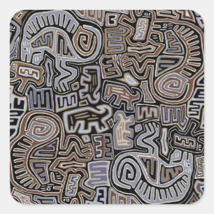 Sticker Carré Shaman Peyote Serpent spirituels rituels