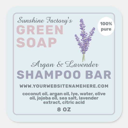 Sticker Carré Shampooing Lavender Bar Pastel Blue Purple (Devant)
