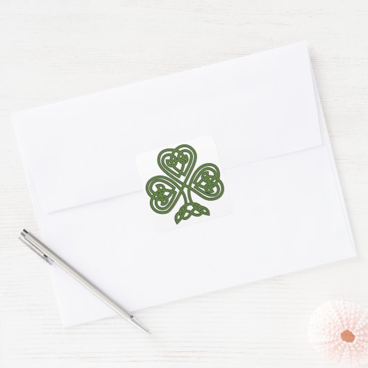 Sticker Carré Shamrock celte - Jour de la Saint Patrick (Enveloppe)