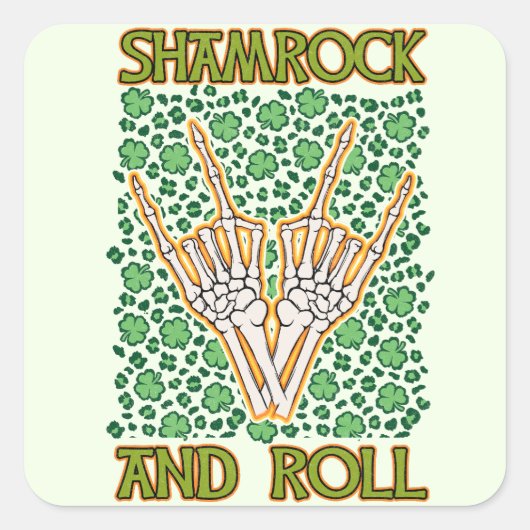 Sticker Carré Shamrock Et Roll St Patrick's Day (Devant)