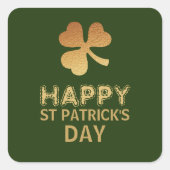 Sticker Carré Shamrock Gold Foil, Saint Patrick's Day (Devant)