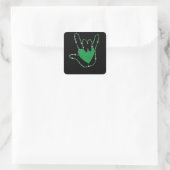 Sticker Carré Shamrock I Love You Hands Sign Language ASL (Sac)