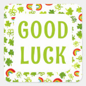 Sticker Carré Shamrock Rainbow Watercolor ST PATRICK BONNE CHANC (Devant)