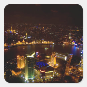 Sticker Carré Shanghai Chine magnifique ligne d'horizon avec mod