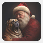 Sticker Carré Shar Pei avec Noël Festif du Père Noël (Devant)
