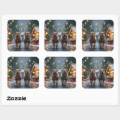 Sticker Carré Shar Pei Dogs Christmas Snow Holiday (Feuille)