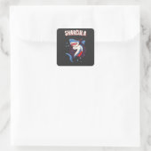 Sticker Carré Sharcula Funny Dracula Shark Vampire Halloween T-S (Sac)