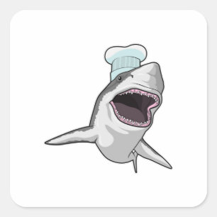 Sticker Carré Shark as Cook