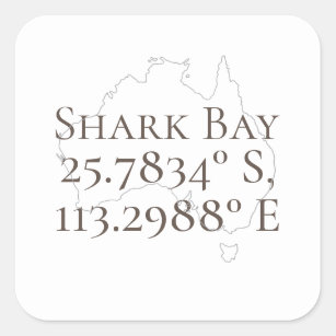 Sticker Carré Shark Bay Australie Latitude & Longitude