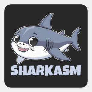 Sticker Carré Sharkasm avec Porbeagle Shark Baby Funny Pun