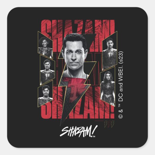 Sticker Carré SHAZAM ! Furie des dieux | Groupe SHAZAMily (Devant)