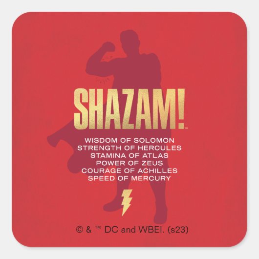 Sticker Carré SHAZAM ! Furie des dieux | Silhouette Flexante (Devant)