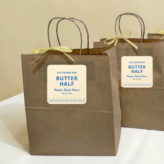 Sticker Carré She Found Her Butter Half Bridal Shower