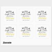Sticker Carré She found her Honey Hand-drawn Bridal Shower (Feuille)