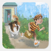 Sticker Carré Sheldon et Davie Adventure (Devant)