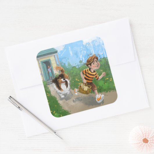 Sticker Carré Sheldon et Davie Adventure (Enveloppe)