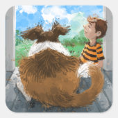 Sticker Carré Sheldon et Davie Relaxing (Devant)