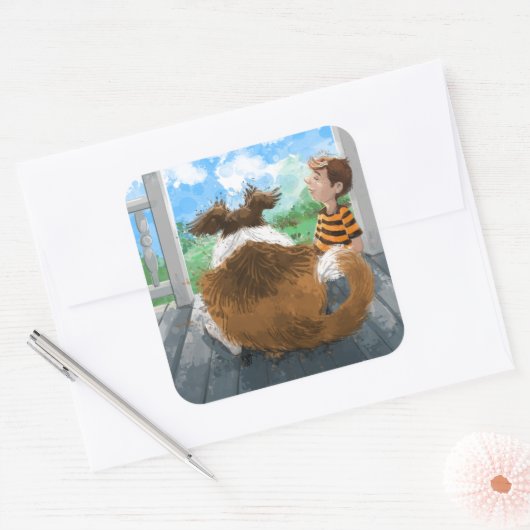 Sticker Carré Sheldon et Davie Relaxing (Enveloppe)