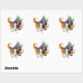 Sticker Carré Sheldon le Sheltie et son garçon (Feuille)