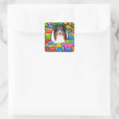Sticker Carré Shelter Noël Open Cadeaux Tri couleur (Sac)